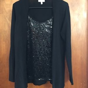 Sparkle shirt with attached cardigan